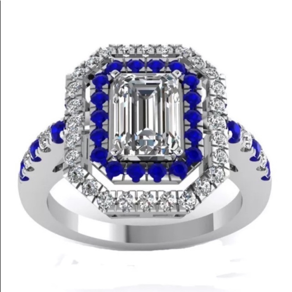 Emerald Cut White Sapphire 925 Silver